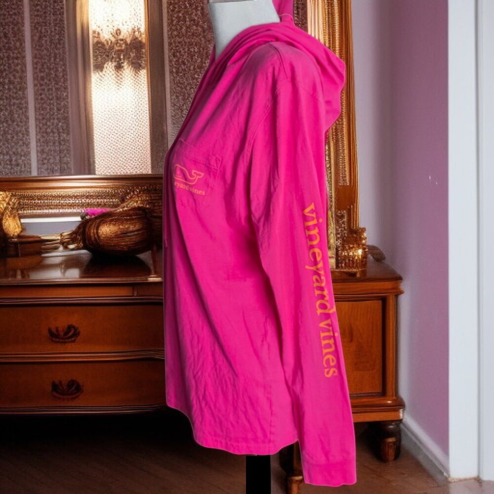 VINEYARD VINES (MED) Pink Long Sleeve Hooded Cotton Top - Picture 5 of 8